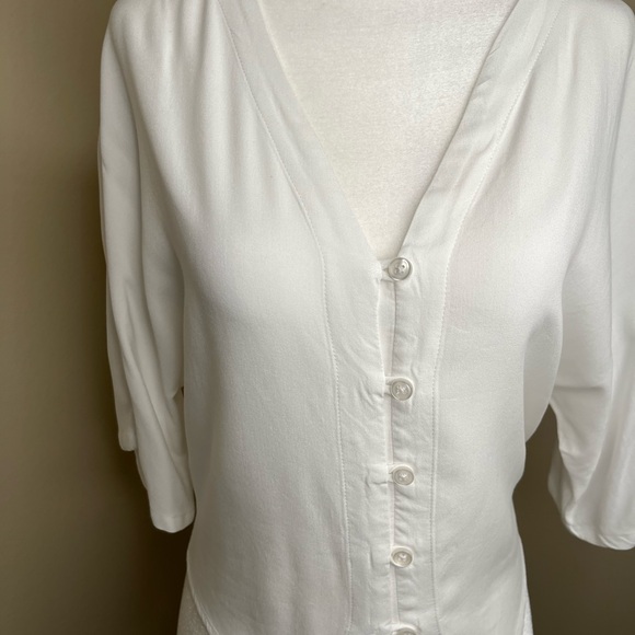 Abercrombie Women's White Button-Down Top Tie Front XS - Picture 13 of 15